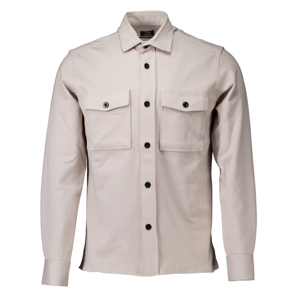 Genti Midtown Overshirt Lichtbruin Beige Heren