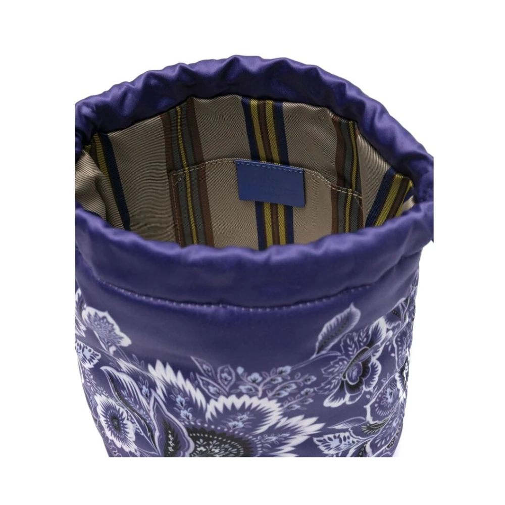 ETRO Blauwe Bloemen Bucket Tas met Pegaso Motief Blue Dames