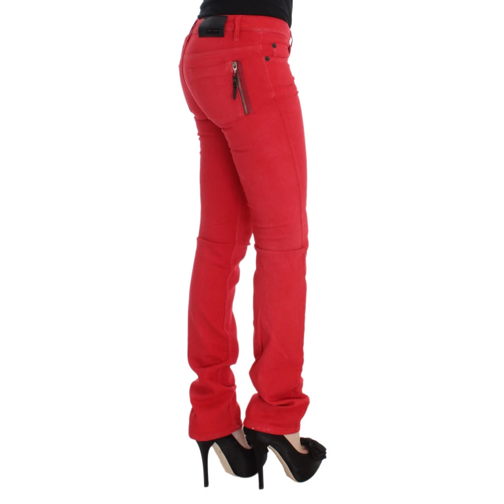 Costume National Rode Slim Fit Jeans Red Dames