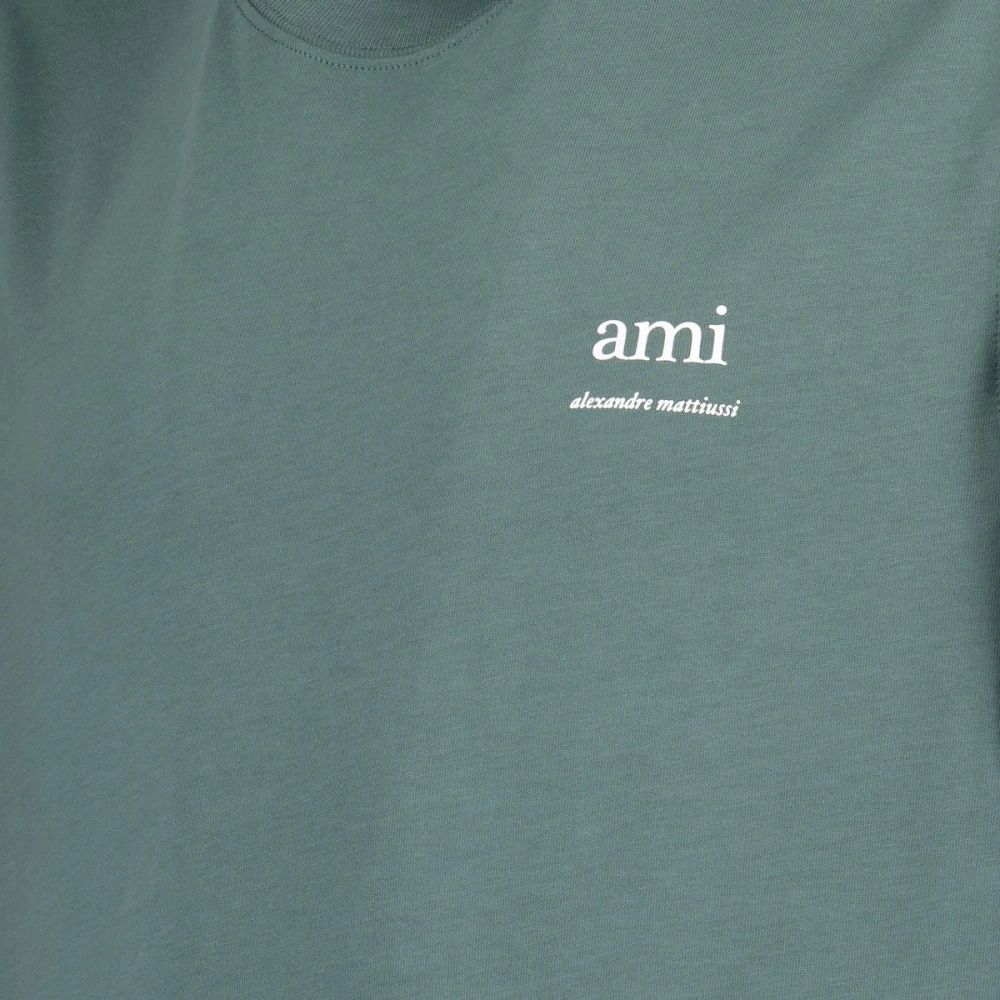 Ami Paris Biologisch Katoen Groen T-shirt Green Heren