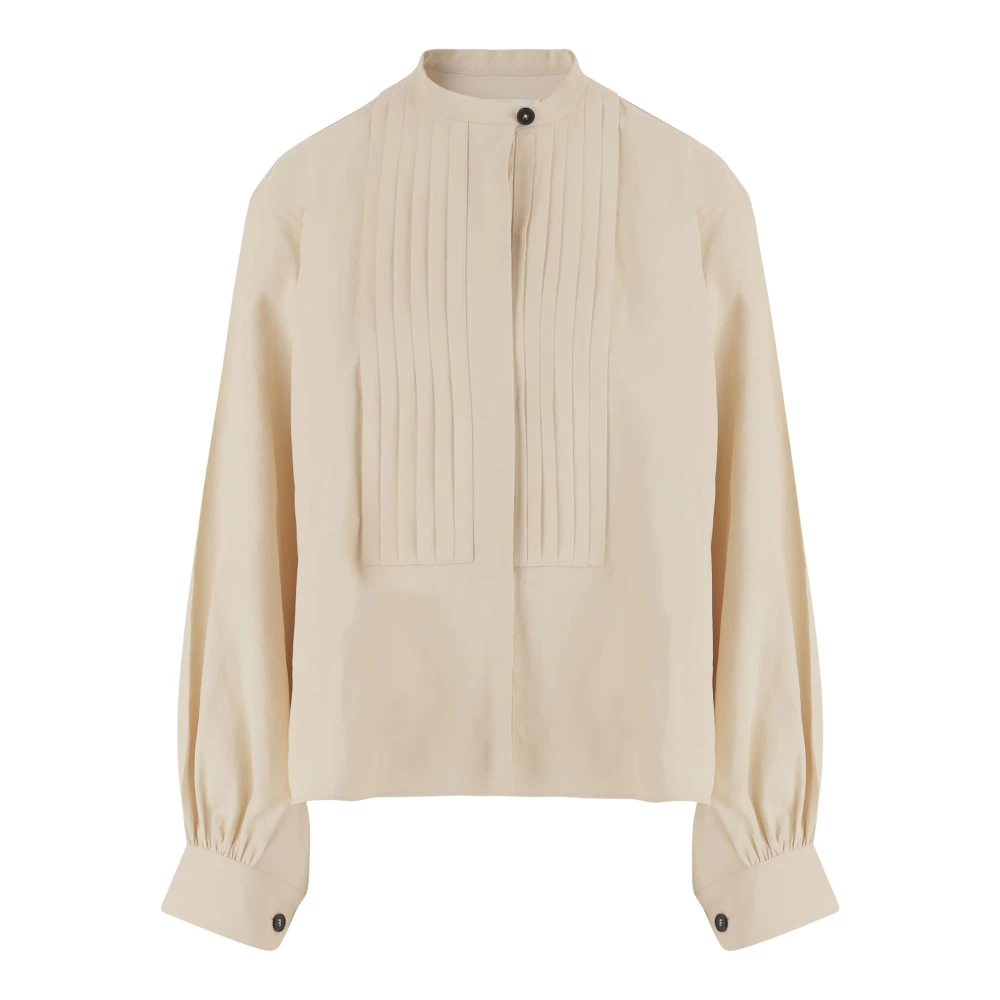 Jil Sander Women's White Linen Pleated Shirt