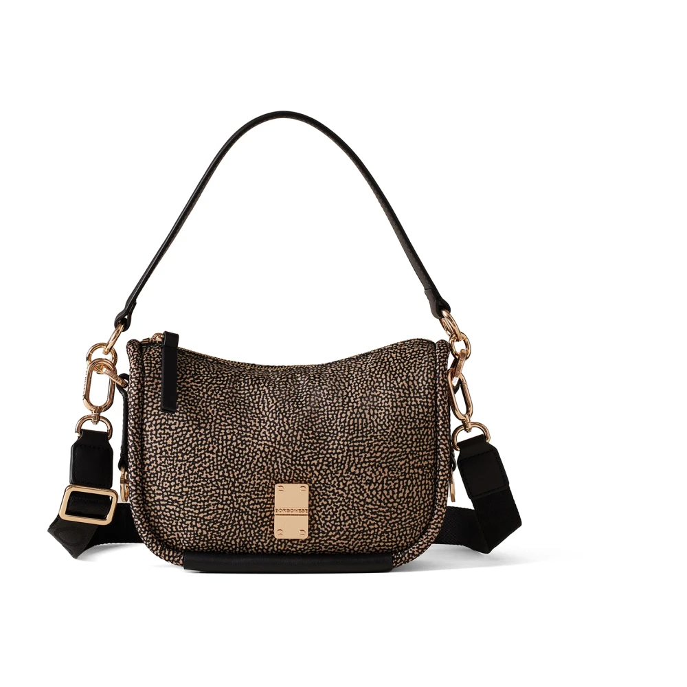 Borbonese Zwarte Cahier Schoudertas met OP Print Black Dames