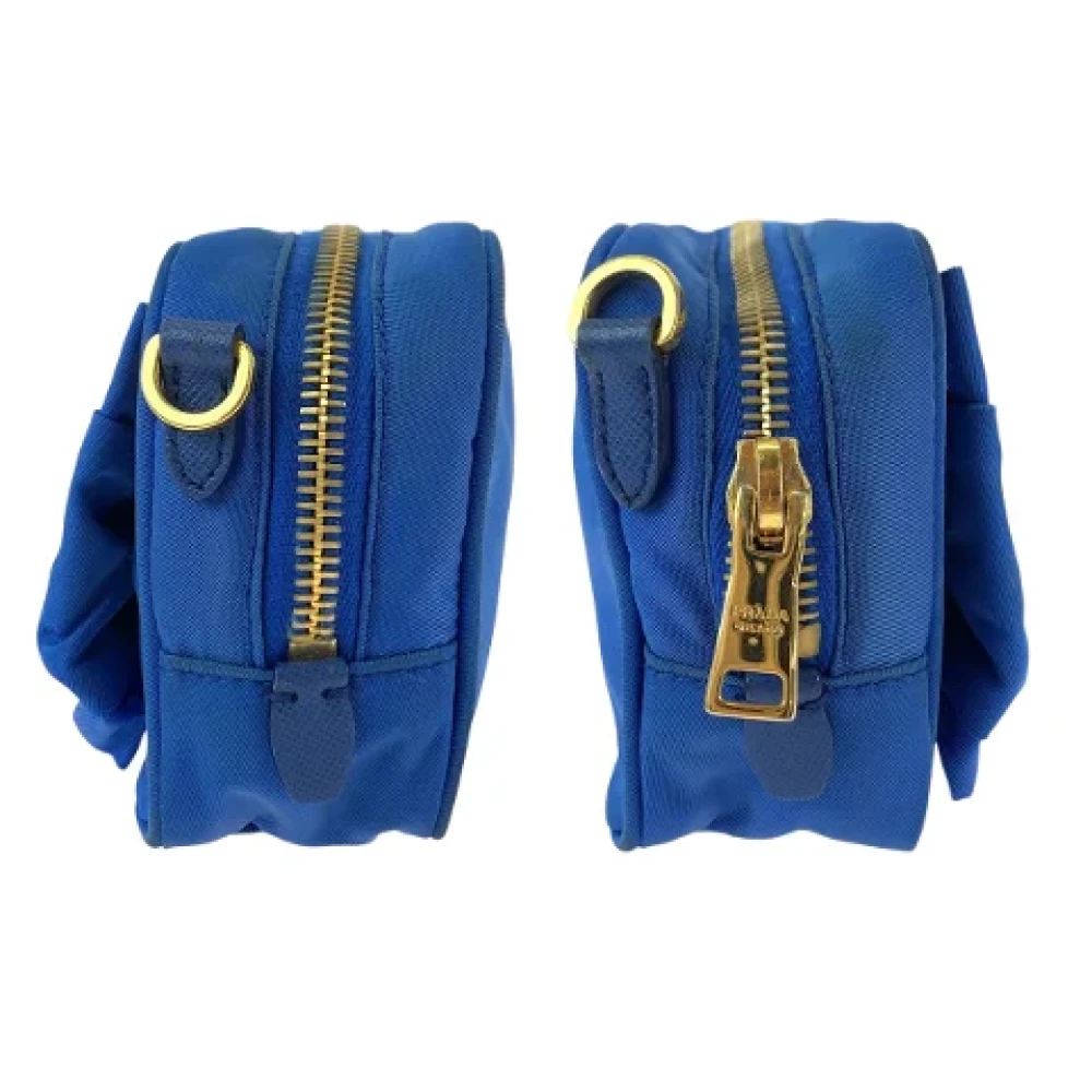 Prada Vintage Pre-owned Canvas crossbody-bags Blue Dames