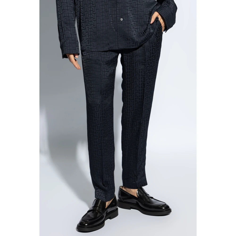 Balmain Monogram Broek Blue Heren