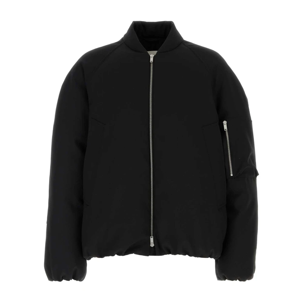Jil Sander Oversized Donsjack in Zwart Gabardine Black Heren