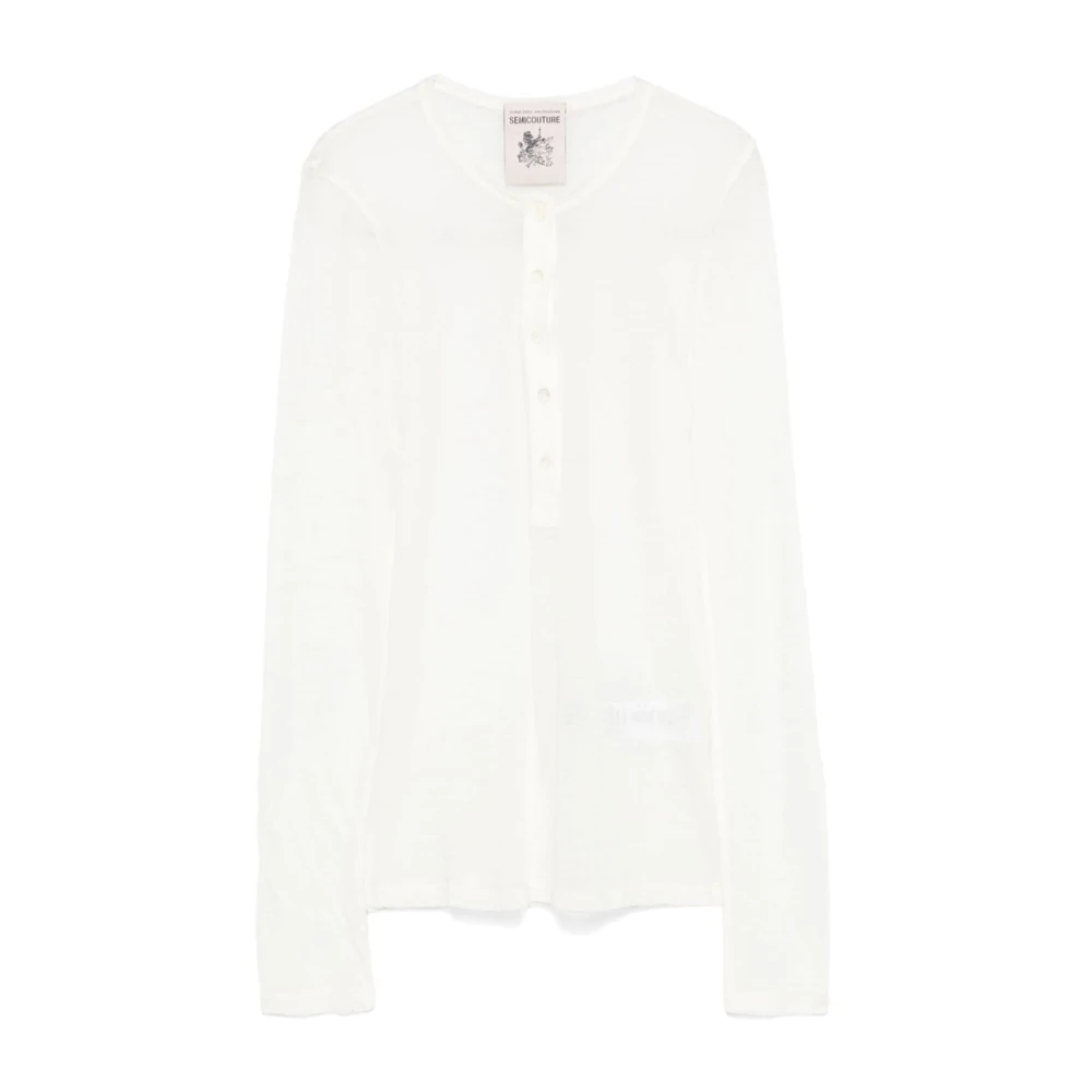 Semicouture Witte Filomena Sweater met knoopdetail White Dames