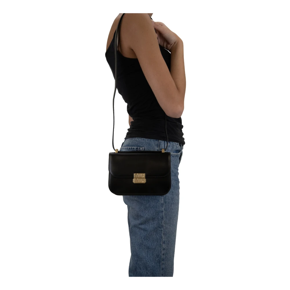 Miu Leren Dames Schoudertas Snap Sluiting Black Dames