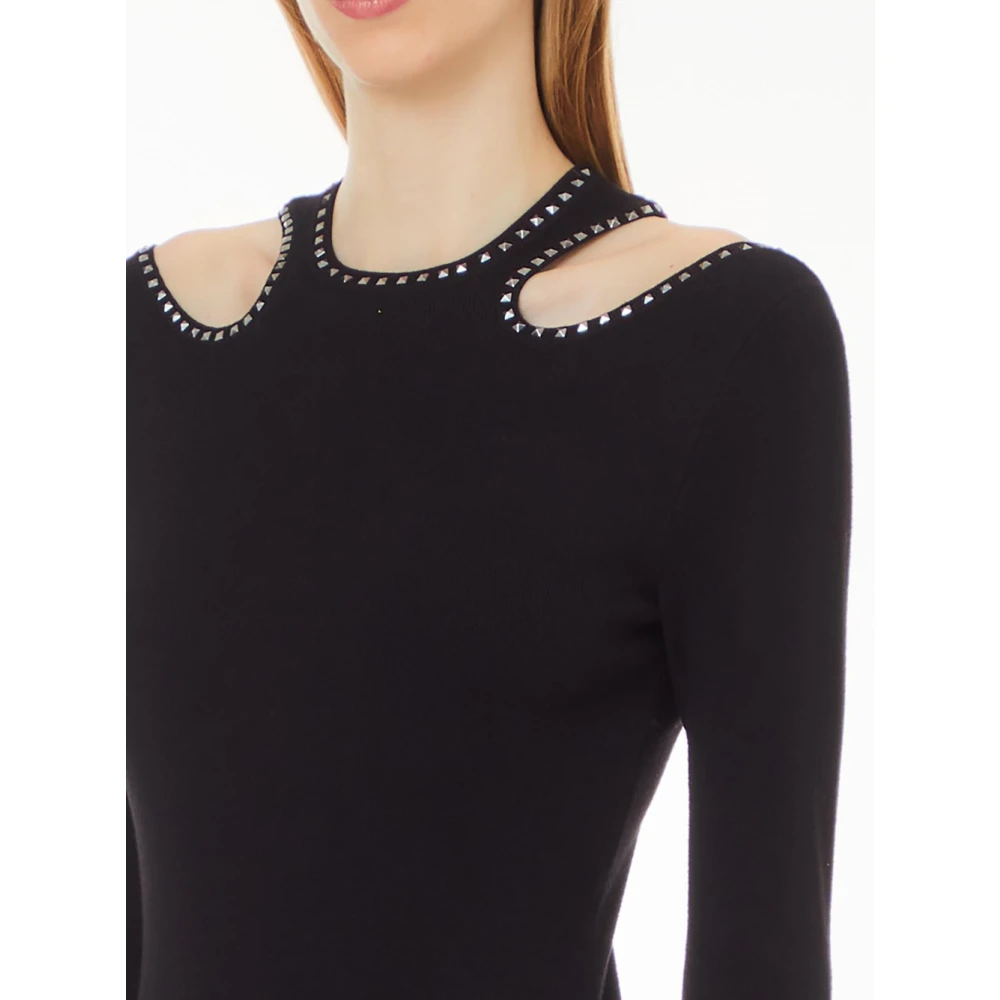 Liu Jo Zwarte Gebreide Mini Jurk Elegante Stijl Black Dames