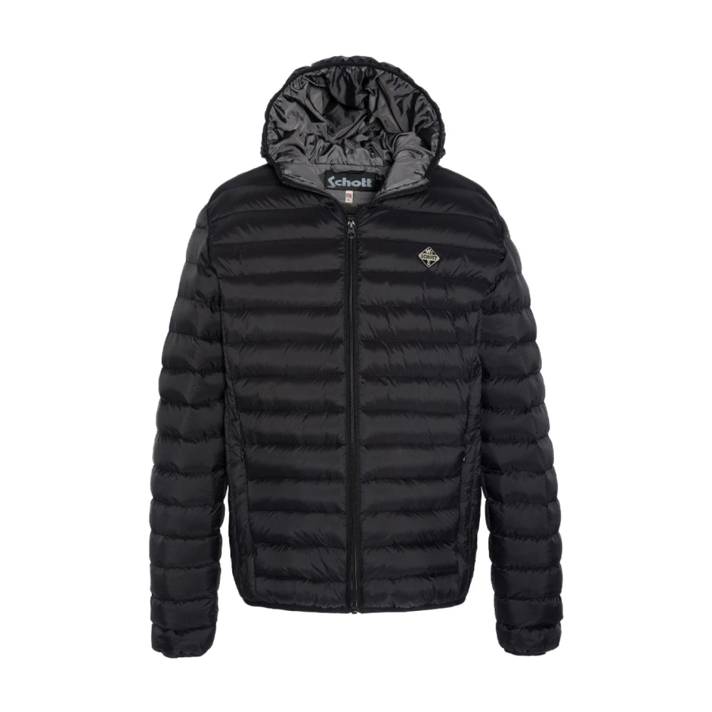 Schott NYC Verado Hooded Light Down Jacket Black, Herr