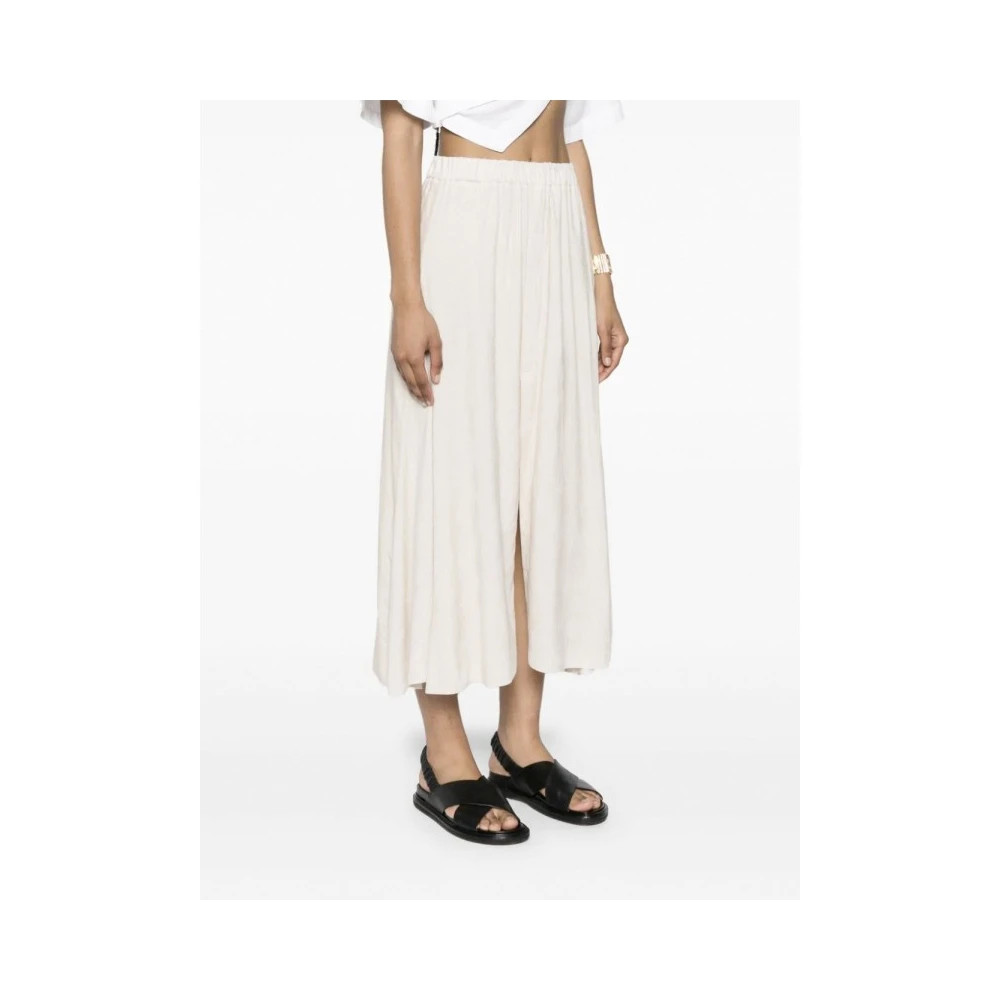Forte Fluwelen Midi Rok met Voor Split Beige Dames