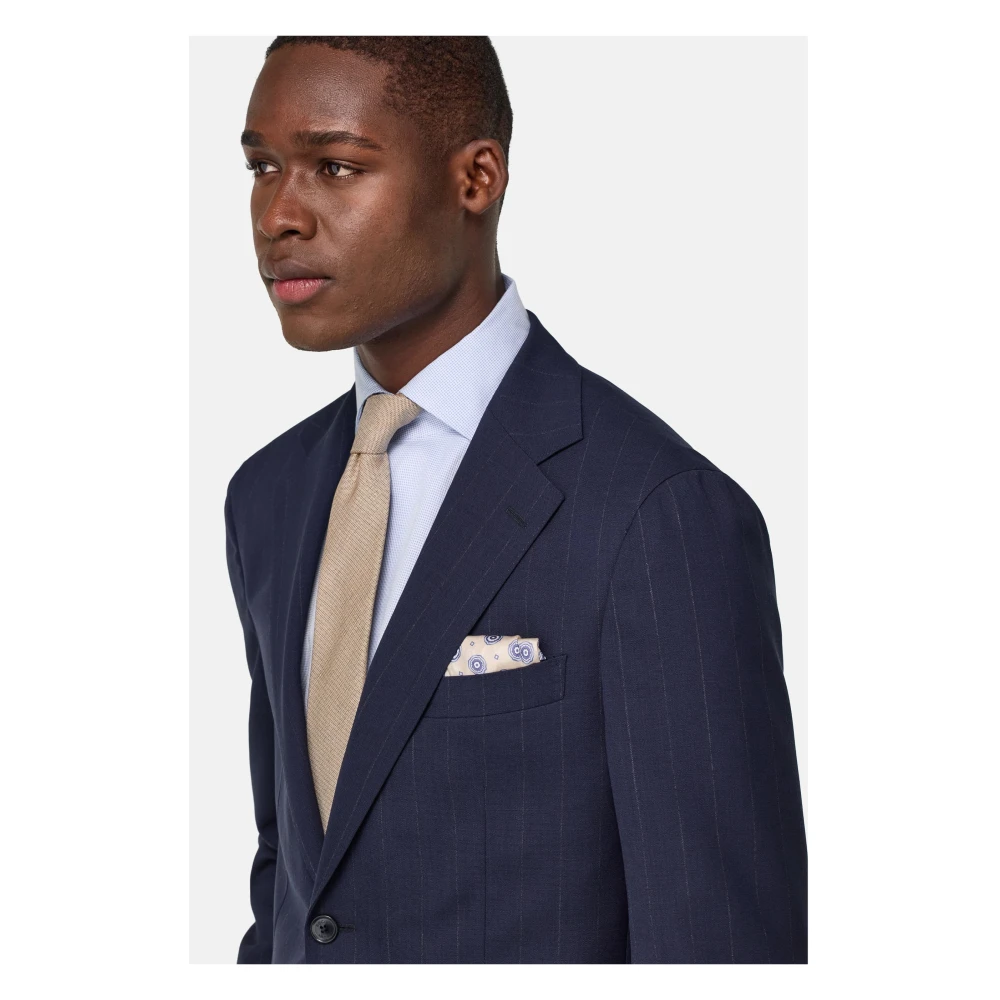 Boggi Milano Pinstripe pak van zuivere reiswol Blue Heren