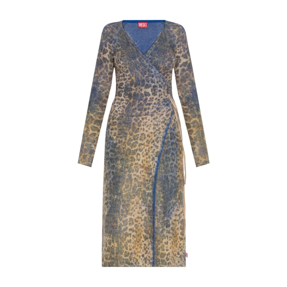 Diesel Dierenprint Omslagjurk met V-Hals Multicolor Dames