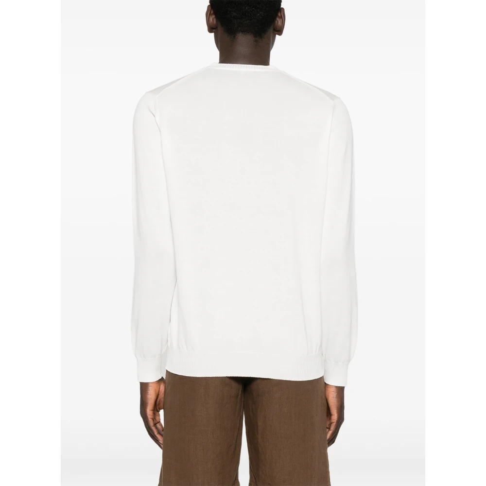 Fedeli Katoenen trui Made in Italy White Heren