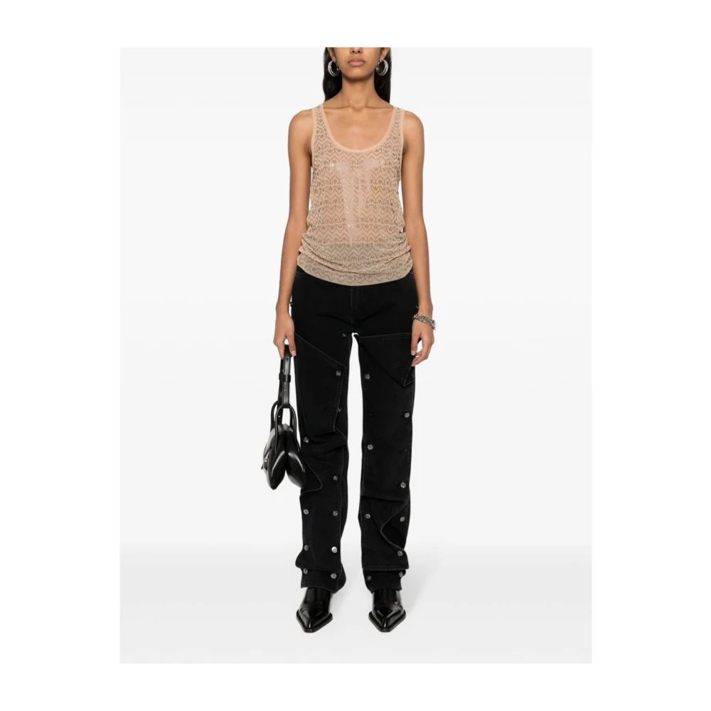 PATRIZIA PEPE Witte T-shirts en Polos met Strass Applicaties Beige Dames