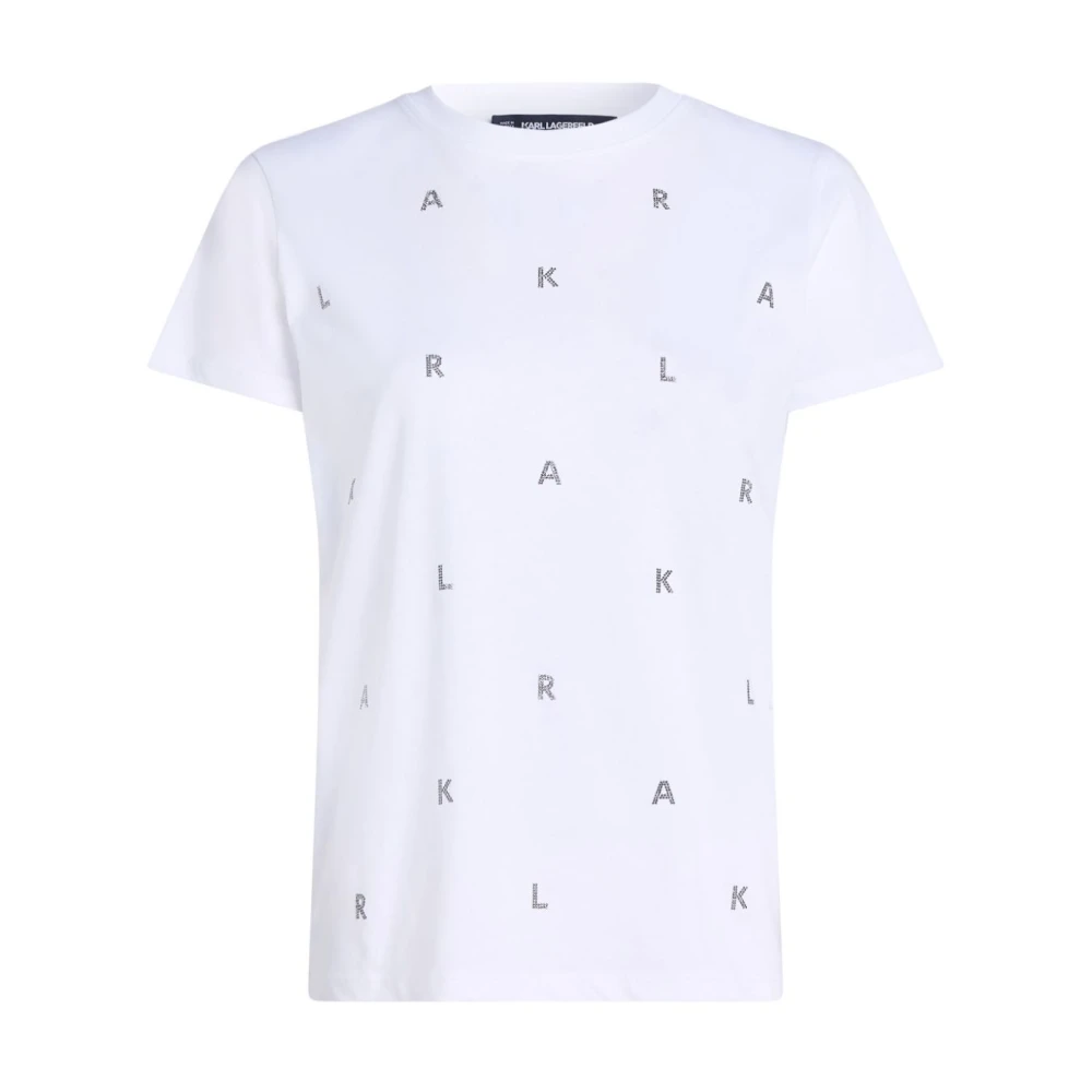 Karl Lagerfeld WIT T-Shirt Letters Strass White Dames