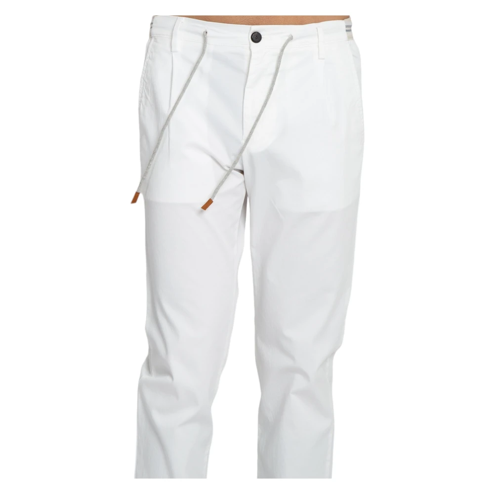 Eleventy Bianco Elastische Joggerbroek met Zijstrepen White Heren