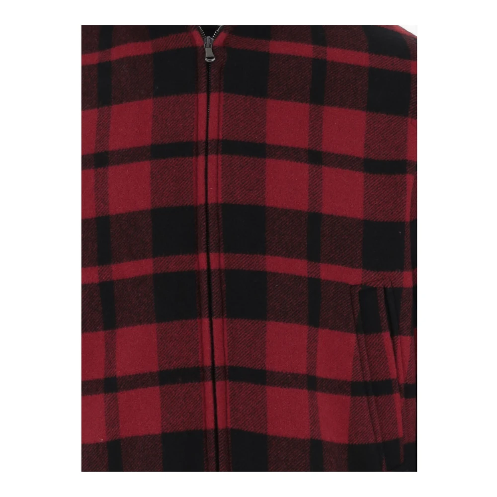 Woolrich Geruite Bomberjack Waterdicht Red Heren