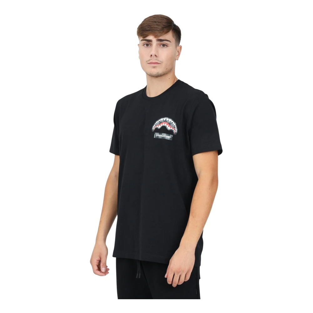 Sprayground Geruite Shark Zwarte T-shirt Black Heren