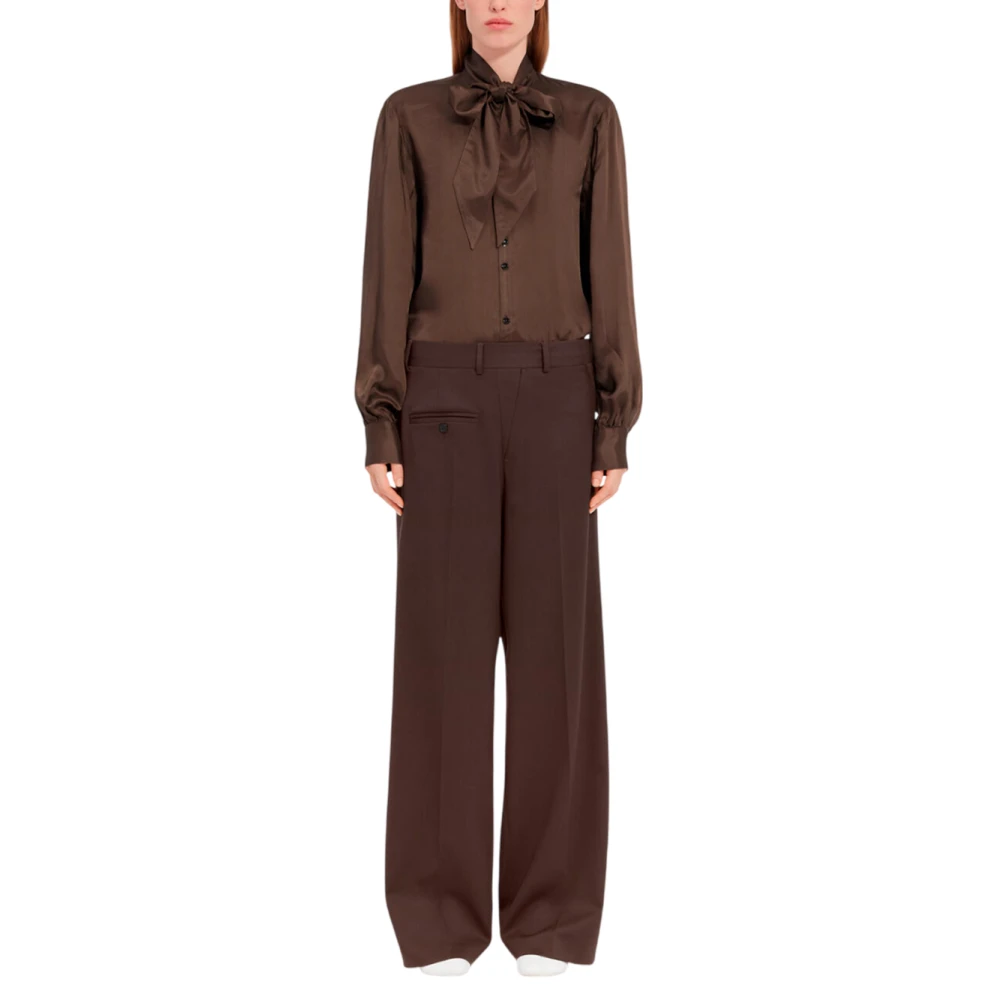 MM6 Maison Margiela Uitlopende broek in chocoladebruin Brown Dames