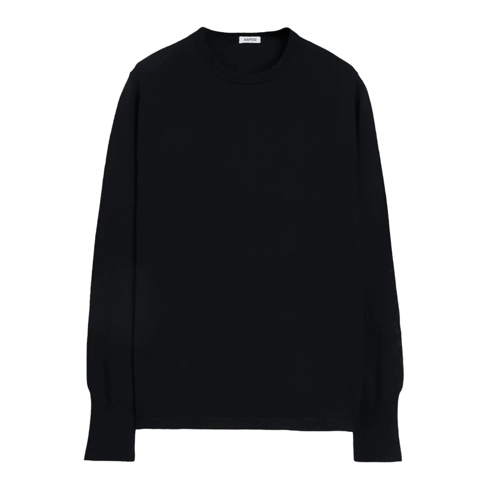 Aspesi Zwarte Merino Wol Lange Mouw Trui Black Dames