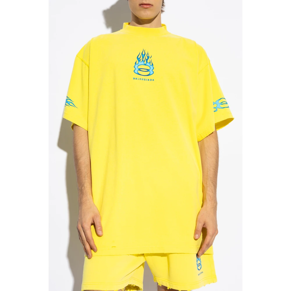 Balenciaga T-shirt met logo Yellow Heren