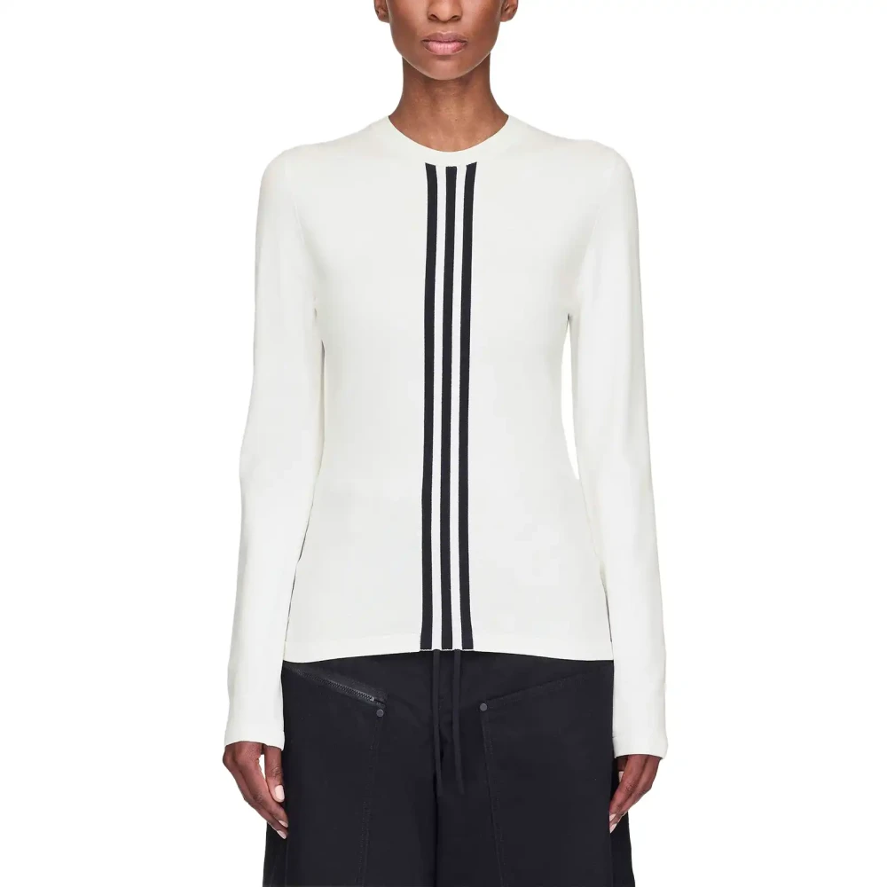 Adidas Women's White Long Sleeve Training Tops, Xs, 3-Stripes Long Sleeve Tee