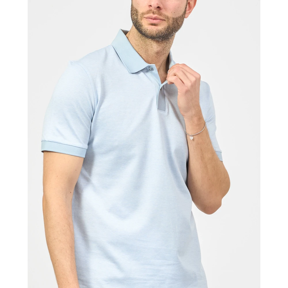 Hugo Boss Blauw Polo Shirt met Driekleurig Patroon Blue Heren