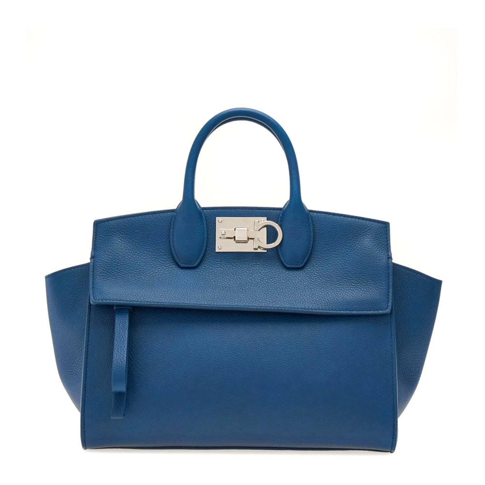 Salvatore Ferragamo Blauwe Studio Soft tas met Gancini Blue Dames