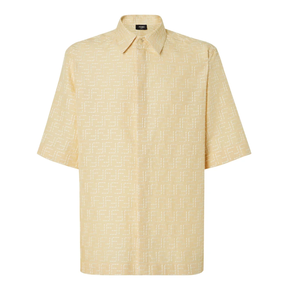 Fendi Men's Yellow Ff Jacquard Shirt