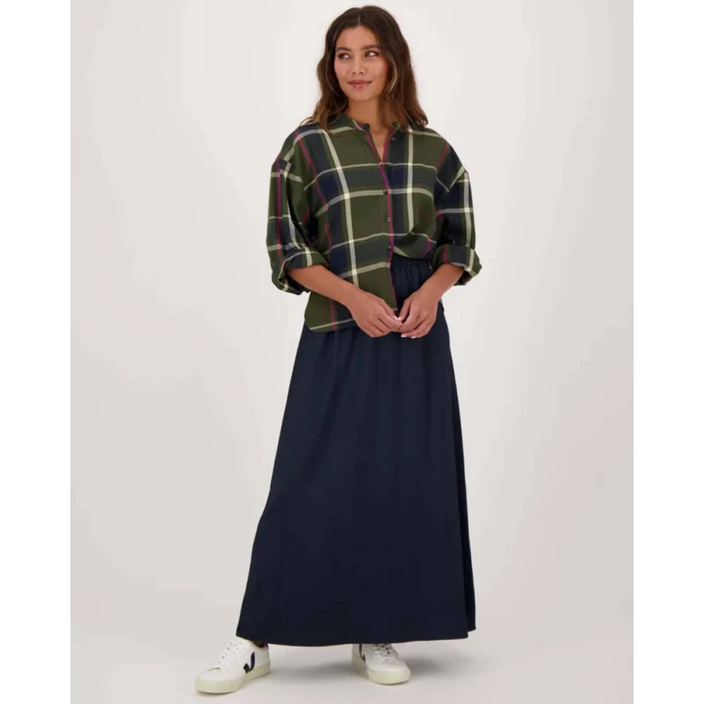 Zusss Geruite Donkergroene Blouse Lange Mouw Green Dames