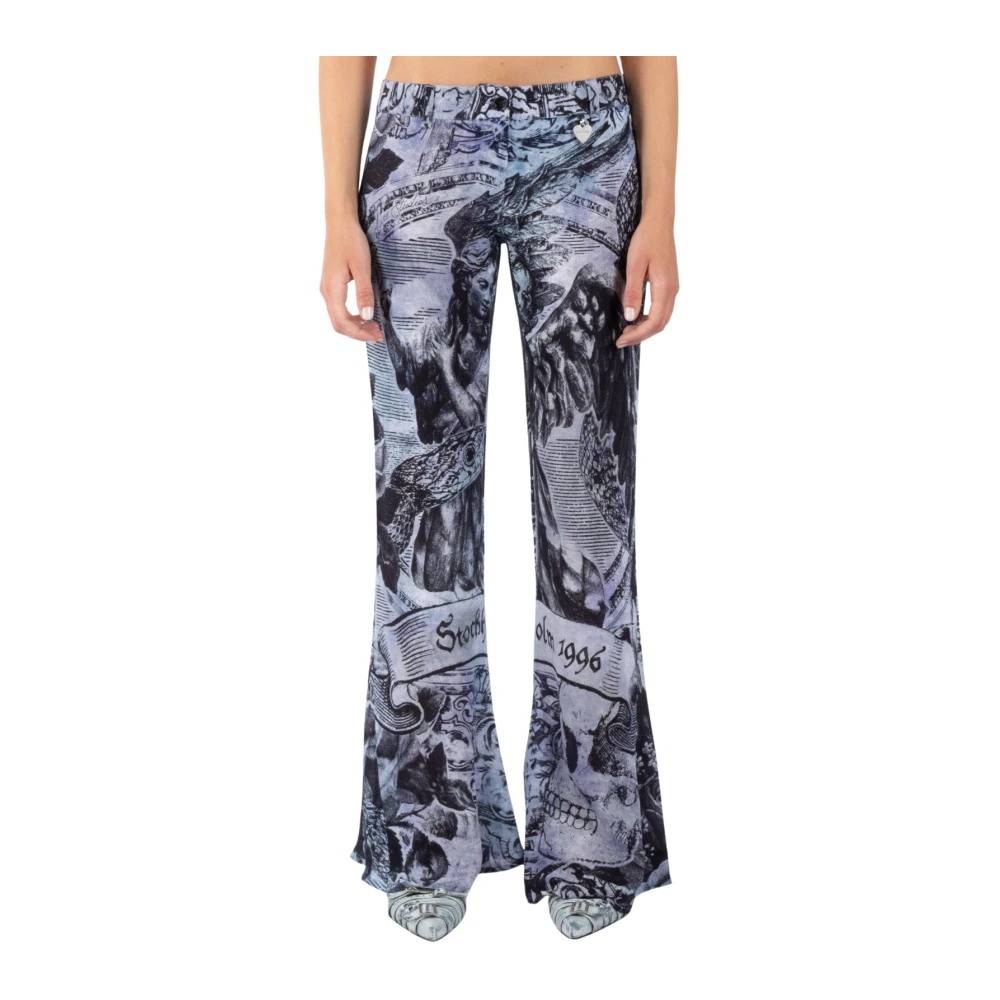 Acne Studios Multi Grijs Viscose Broek Multicolor Dames