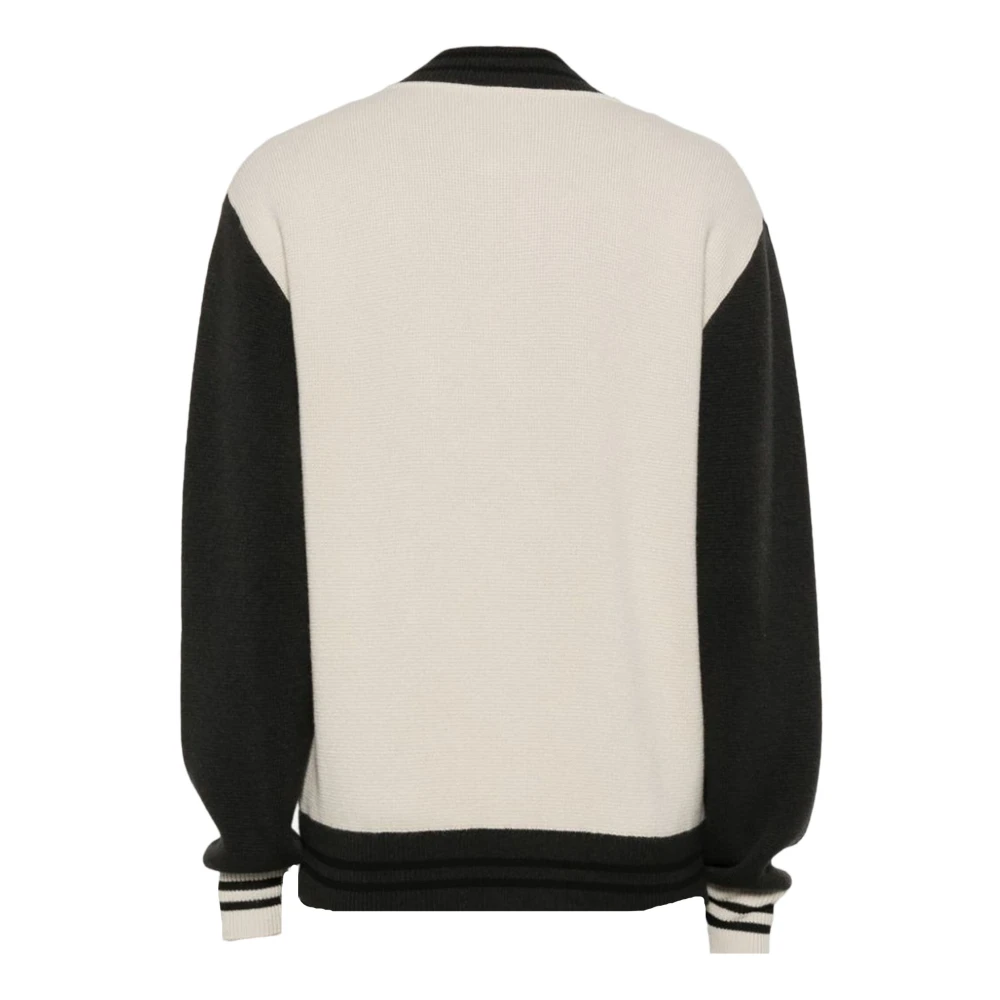 Roberto Collina Gebreide Merinowol Beige Bomberjas Beige Heren