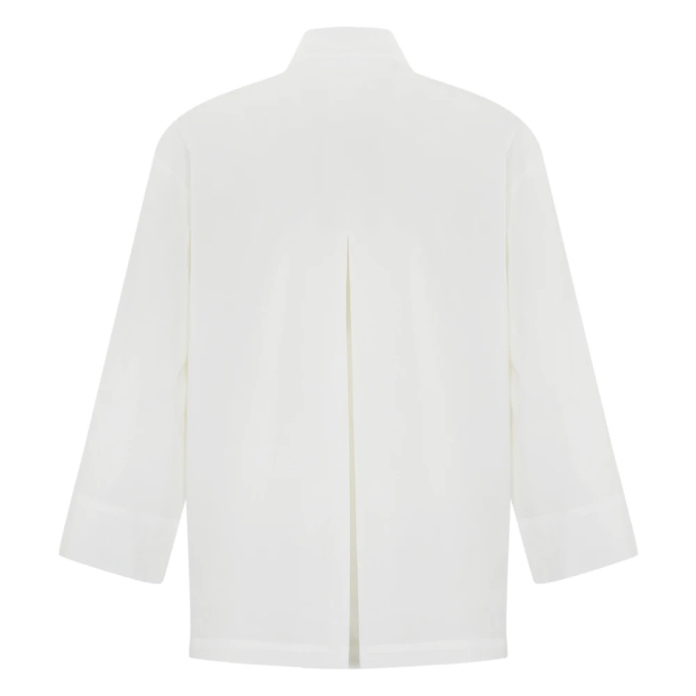 Liviana Conti Witte Kimono Stijl Katoenen Overhemd White Dames