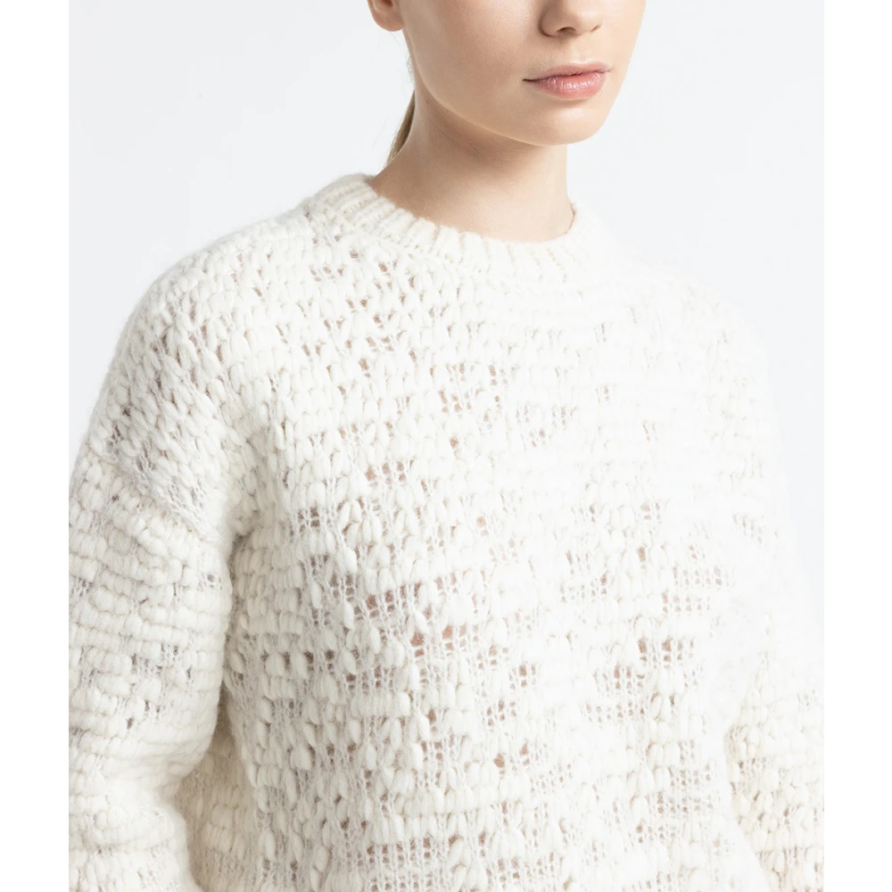 PESERICO Wol alpaca en lurex shaded jacquard trui White Dames