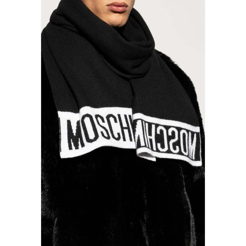 Moschino Sjaal met logo Black Unisex