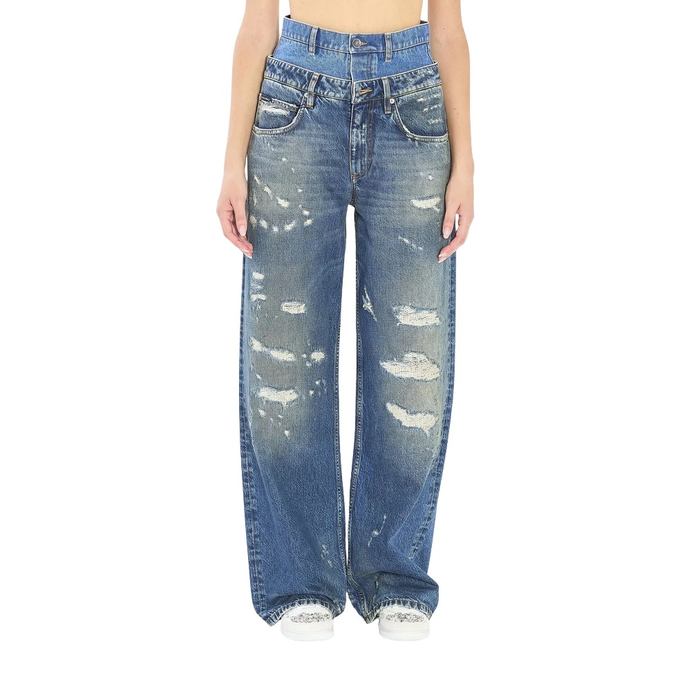 Dolce & Gabbana Women's Blue Wide Jeans, 3XS, Double Waist Wide Jeans