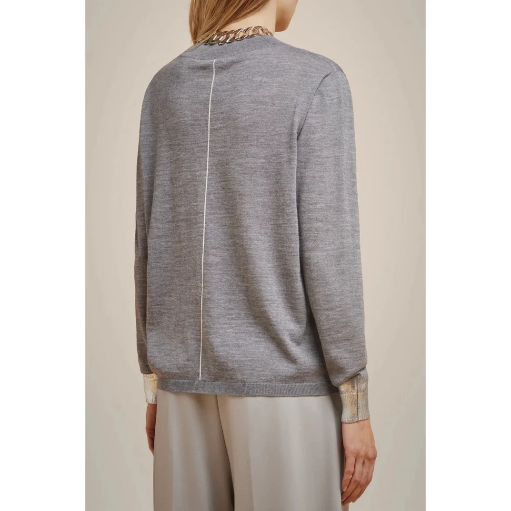 Liviana Conti Merino Wol Ronde Hals Trui Gray Dames