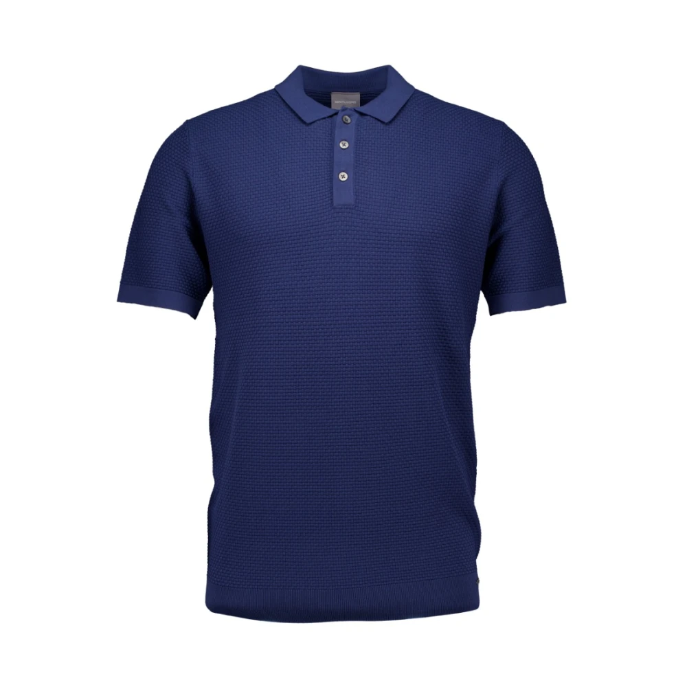 Genti Blauwe Buttons Structure SS Polo Blue Heren