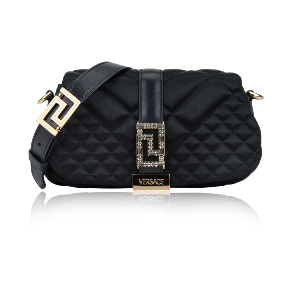 Versace Gewatteerde Schoudertas met Magneetknoop Black Dames