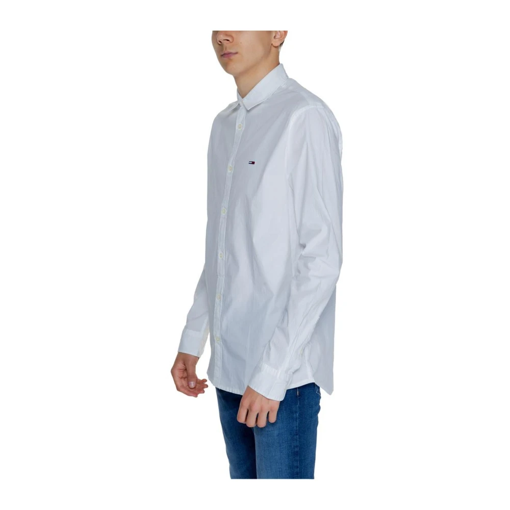 Tommy Jeans Katoenen Overhemd Lange Mouwen Wit Herfst Winter White Heren