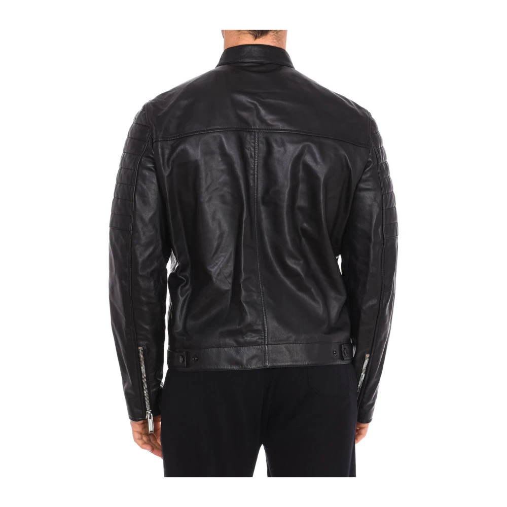 Dsquared2 Leren Bikerjack met ritssluiting Black Heren
