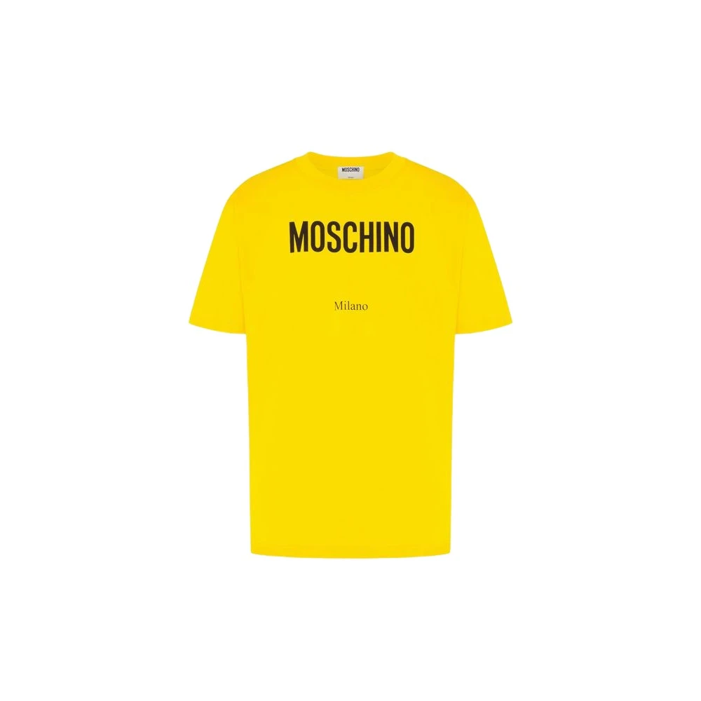 Moschino Unisex Geel Bedrukt Katoenen Jersey T-Shirt