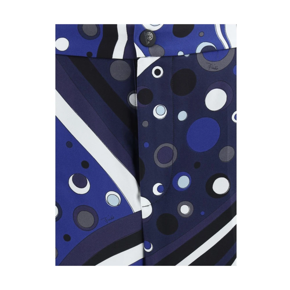 EMILIO PUCCI Zijden broek met iconische Fontane-print Blue Dames