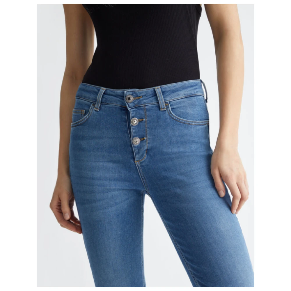 Liu Jo Hoge Taille Crop Flare Jeans Blue Dames