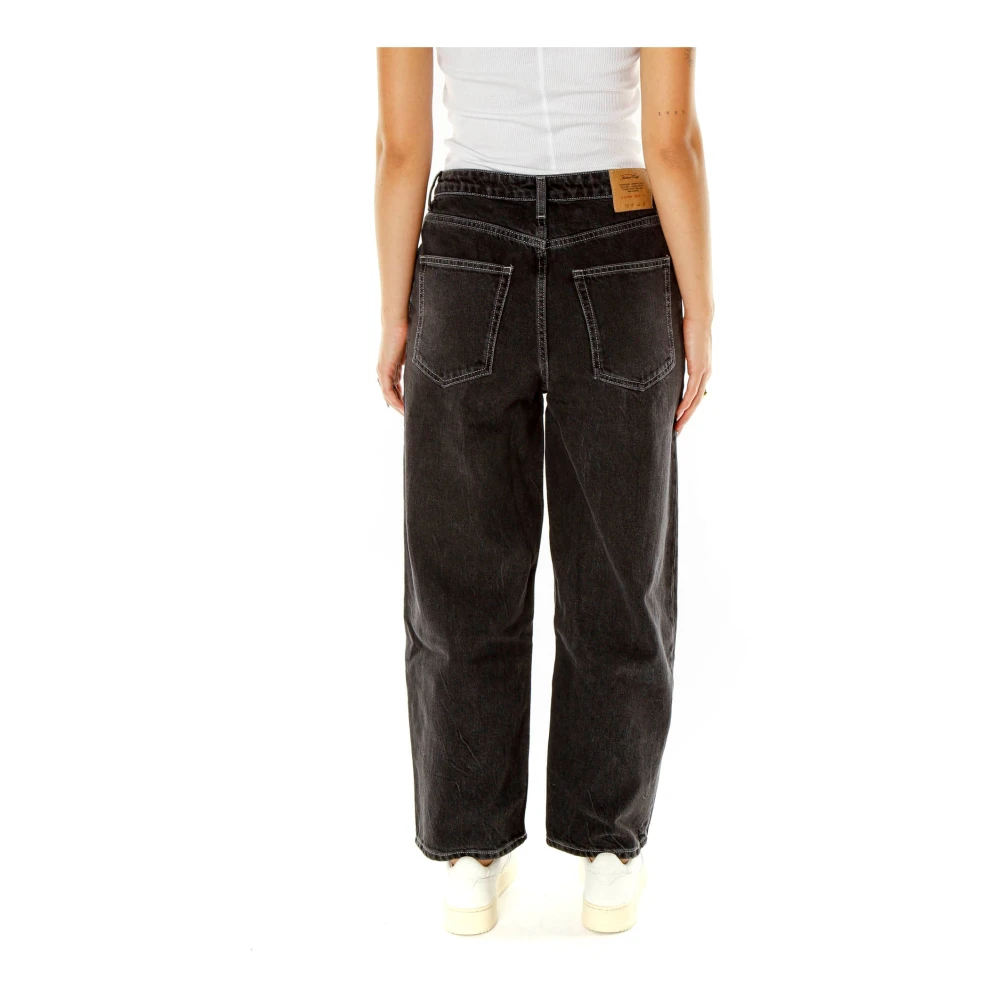 American vintage Hoge Taille Tapered Fit Jeans Gray Dames