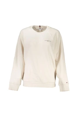 Beige Crew Neck Sweatshirt Borstad Textur