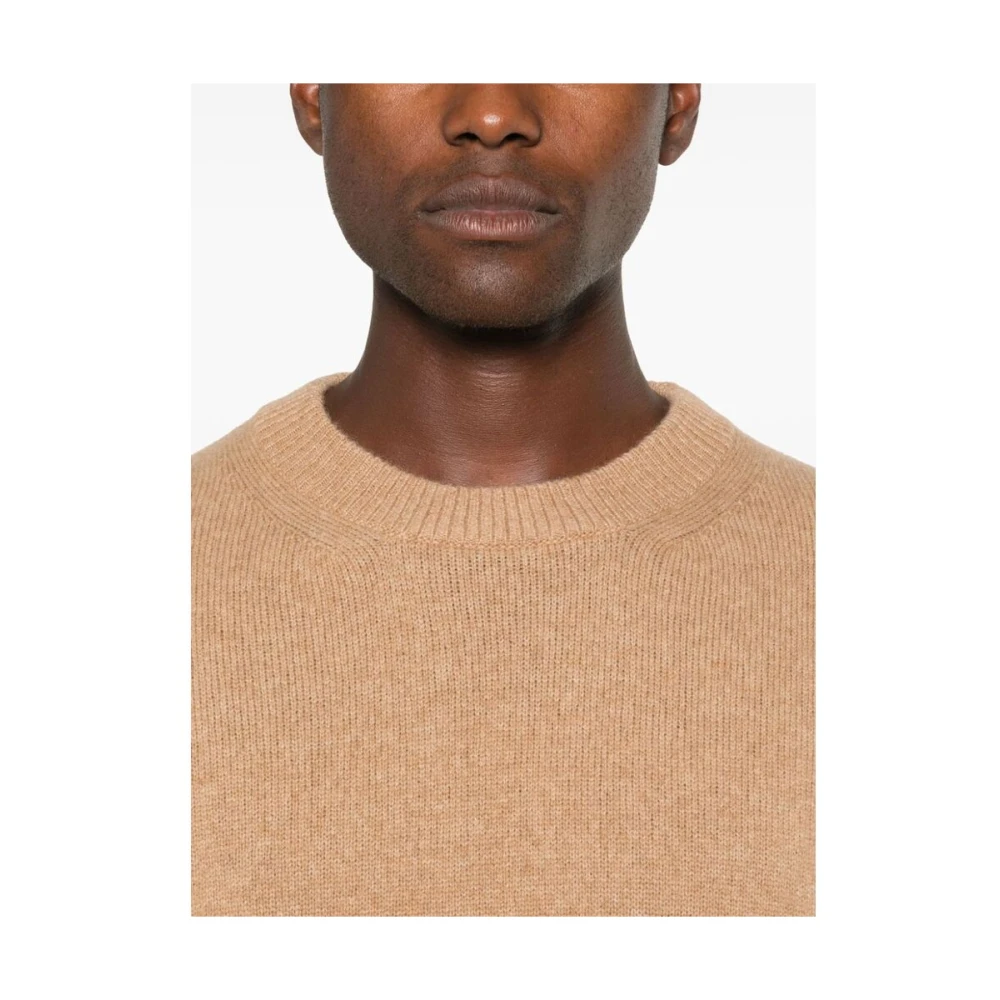 Roberto Collina Kameelbruine Gebreide Crew Neck Sweater Beige Heren