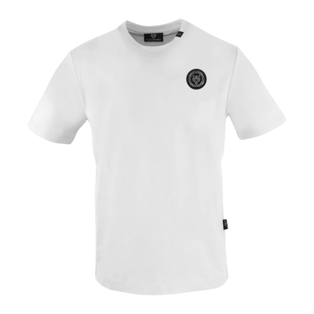 Plein Sport Heren Katoenen T-shirt met Plastic Plaque White Heren