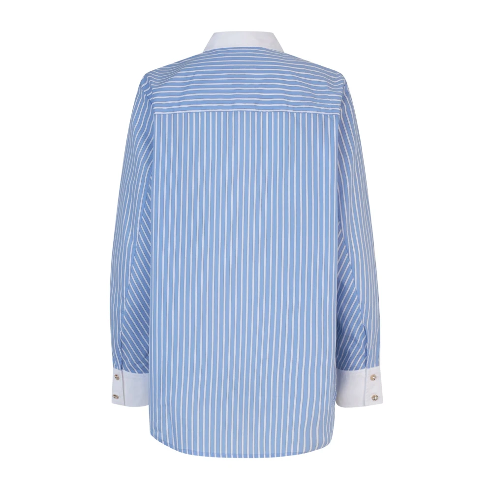 Cras Gestreept Casual Overhemd met Witte Accenten Blue Dames
