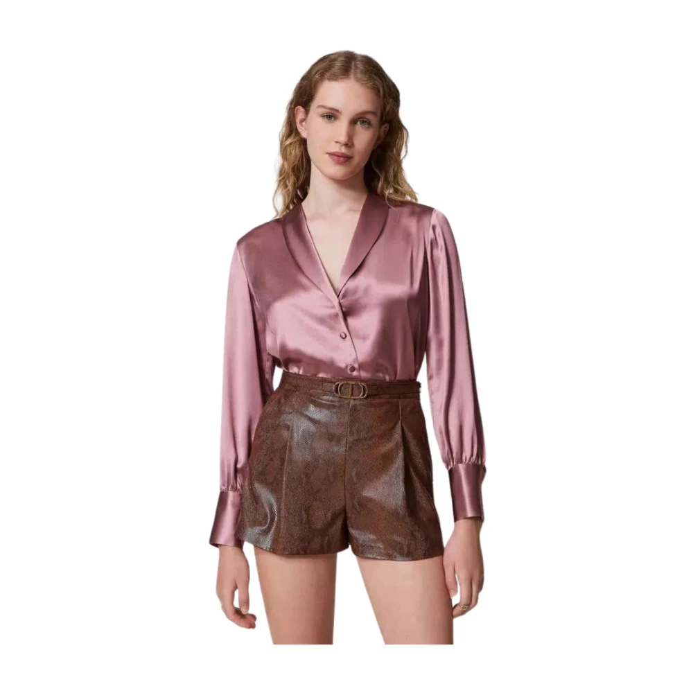 Twinset Satijnen Overhemd Beige Dames